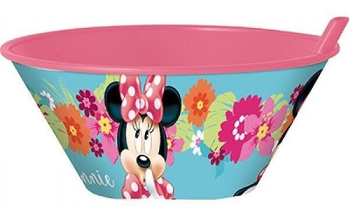 Bowl Infantil Bombilla Minnie Mouse Ideal Cereales C/ Leche 