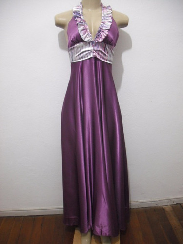 Vestido Longo Cetim Roxo Tam P Festa Usado Bom Estado