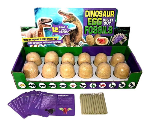 Imagen 1 de 2 de 12 Huevos De Dinosaurio Sorpresa Fosil De Excavación Bestoys