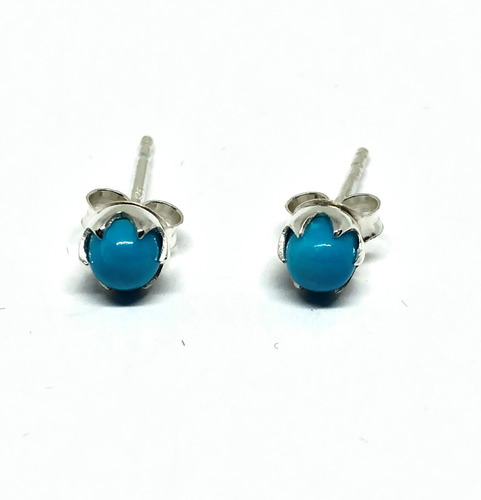 Aros En Plata Fina 925 Con Turquesa / Studs