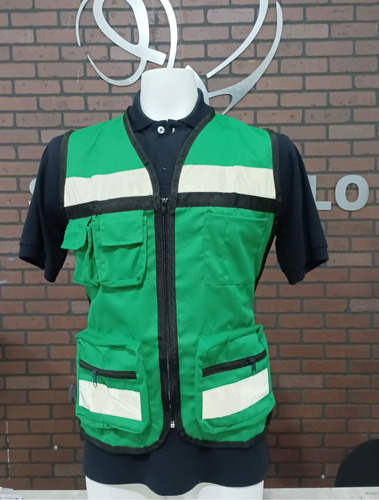 Chaleco Tipo Brigadista Premium De Seguridad Multibolsa Nfo Verde S