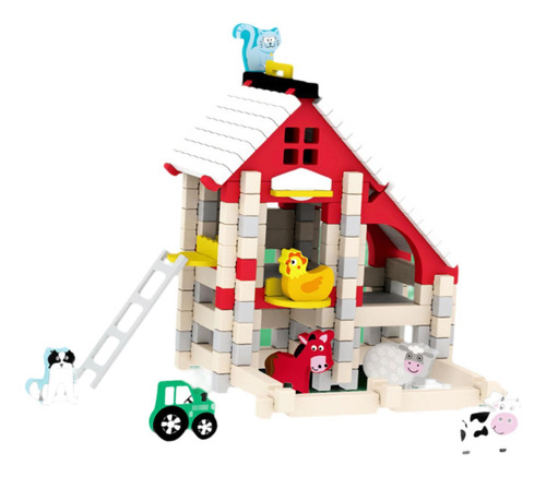 Juego De Bloques De Construcción De Casas De Madera Granja