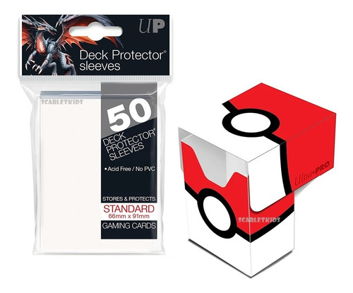 Pokemon Deck Box Pokeball + Protectores Ultra Pro 50 Unid