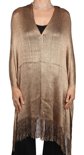 Imagen 3 de 3 de Blusa De Fiesta Poncho Lurex Brillo Casamiento Mujer