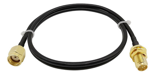 Cabo Extensor Pigtail 50cm Rgc58 Rp-sma Macho + Rp-sma Femea Cor Preto
