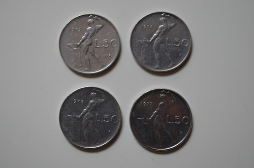 Moneda Italia 50 Liras Año 1973 1974 1975 1977 (Usado)