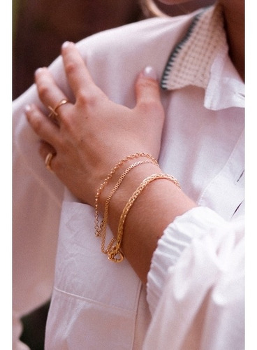 Pulseira De Ouro 18k Trançada Palmeira 4,20mm Fecho Bóia Comprimento 18.5 Cm Cor Amarelo Diâmetro 0.4 Cm
