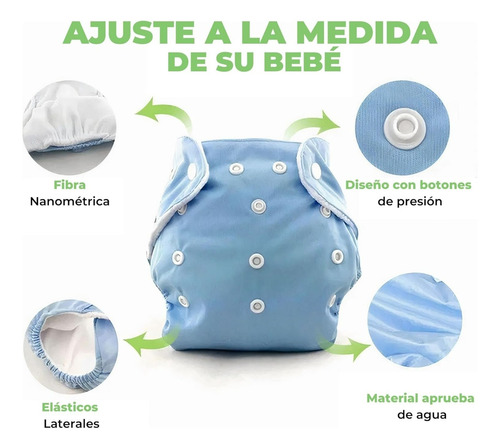 6 Pañales Reutilizables Tela Para Bebé Ecologico +6 Insertos