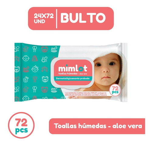 Toallas Humedas Bebe Aloe Mimlot X 72 Pcs - Bulto