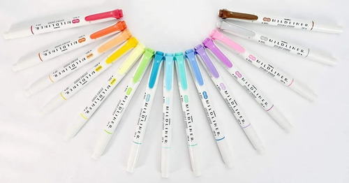 15 Marcadores Colores Doble Punta Mildliner Zebra Plumones