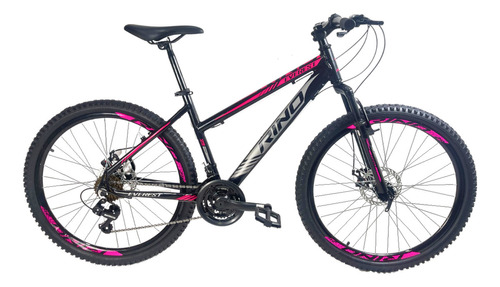 Bicicleta Aro 26 Rino Everest - 21 Vel. Cambios Shimano Cor Preto/Pink