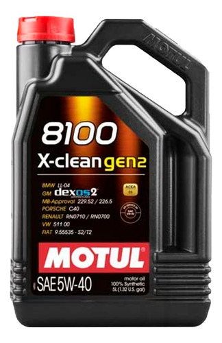 Aceite Motor Sintético Motul X Clean Gen 2 8100 5w40 5lt