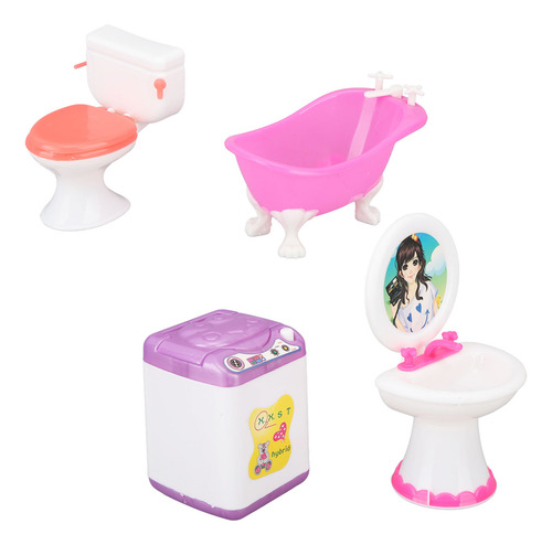 Set De Baño Dollhouse De Simulación De Lavabo En Miniatura