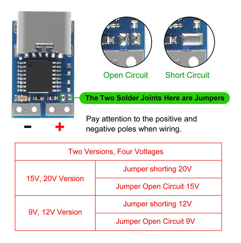 Módulo Señuelo Pdf Dorhea Pdc004/pdc003 9v Usb-c Pd A Dc 5a