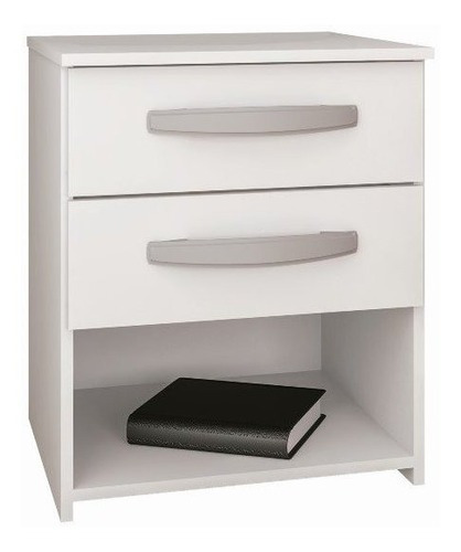 Mesa De Cabeceira 2 Gavetas 0238r Atualle Cor Branco Brilho