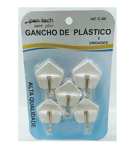 Gancho Plástico Porta Toalha Autoadesivo Kit 5 Un Br