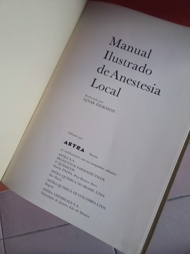 Manual Ilustrado De Anetesia Local,ejnar Eriksson (Usado)
