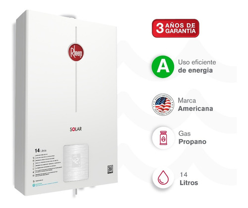 Calentador De Agua 14lt Gas Propano Tiro Forzado Dig Rheem