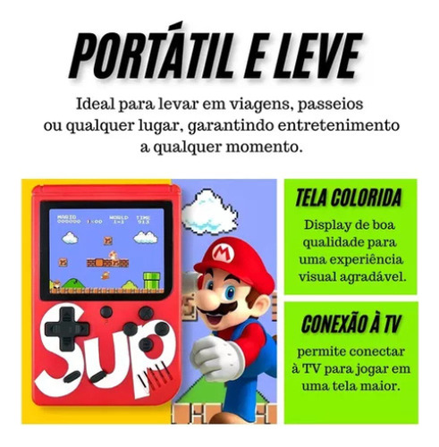 Mini Vídeo Game Portátil 400 Jogos Antigo Retrô Portátil Box Azul
