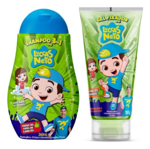 Shampoo 3 Em 1 + Gel Fixador + Cartela Adesivos Luccas Neto