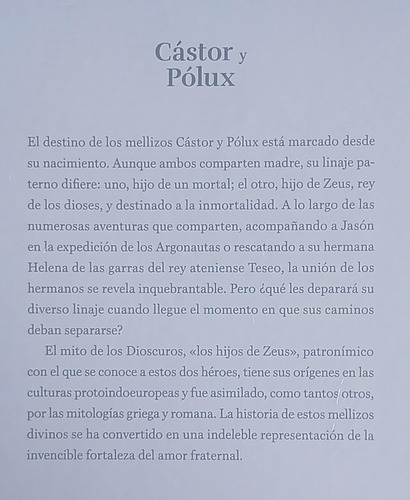 Libro Mitología Clásica N 18. Cástor Y Pólux.