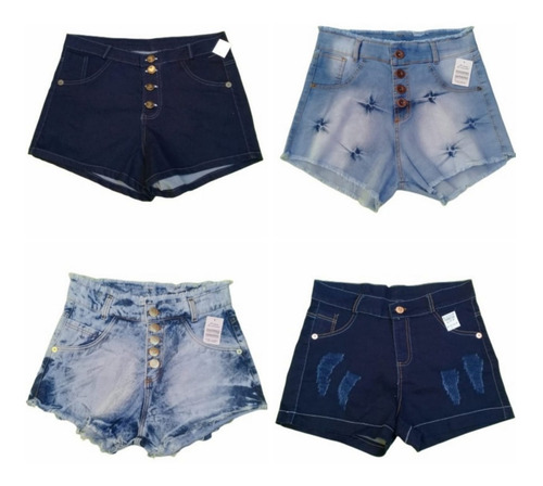 Kit 10 Shorts Jeans Cintura Alta Com E Sem Lycra Atacado