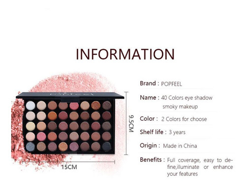40 Colores Mate Brillo Sombra De Ojos Paleta De Maquillaje C