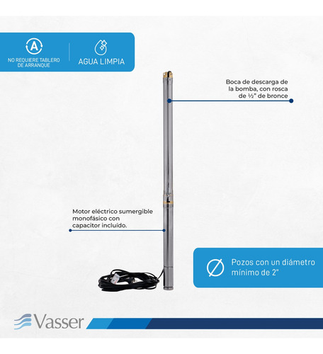 Bomba Sumergible Pozo Vasser De Motorarg 2 Pulgadas Bs2 Cabl