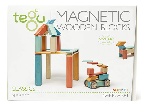 Juego De Bloques De La Marca Tegu, Magnticos, De Madera, 42