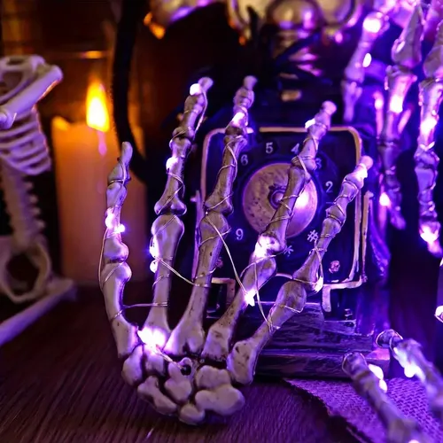 Halloween Esqueleto 2 Manos Huesos Con Luces Decoración