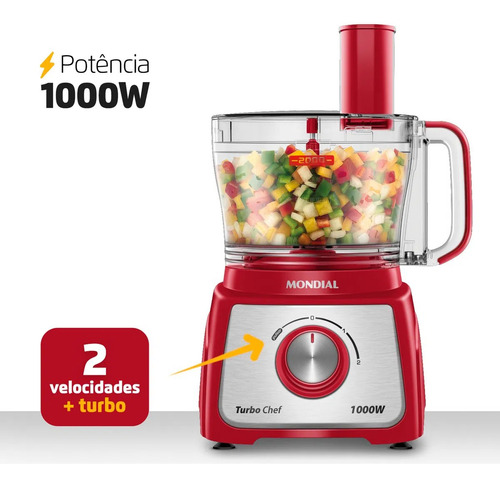 Multiprocesador Mondial Turbo Chef Red MPN-01-R 127 v