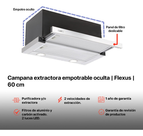 Campana Flexus 60 Cms, Oculta Deslizable Para Empotrar