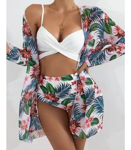 Traje De Baño Bikini Sexy Bañadores Florales 3 Piezas [u]