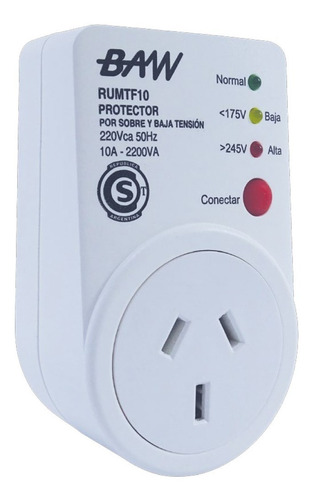 Imagen 1 de 8 de Protector De Tensión 2200w Toma 10amp Baw