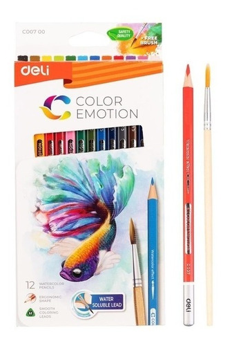 Caja De Colores Deli Color Emotion Acuarelables *12