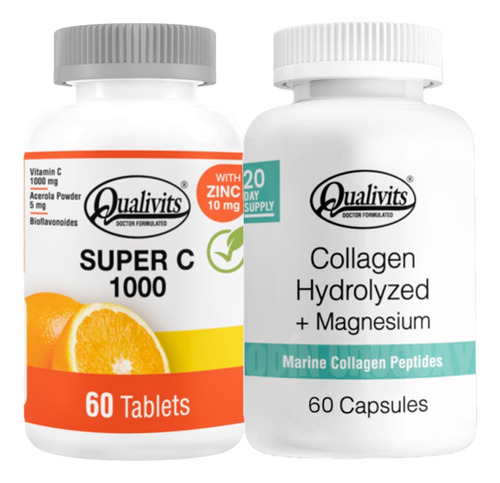 Super Vitamina C + Colágeno Con Magnesio X 60 - Qualivits