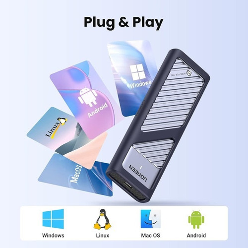 Case Para Discos M.2 Pcie Nvme Ugreen Usb-c 3.2 Gen 2 Color Negro Con Gris