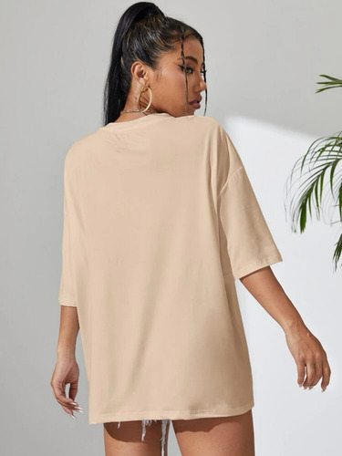 Playera Mujer Oversize Manga Corta Camiseta De Color Sólido