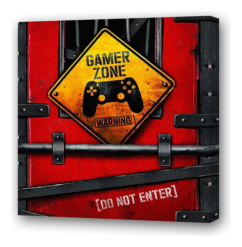 Cuadro 45x45cm Gamer Puerta Pasar Prohibido Zona Play