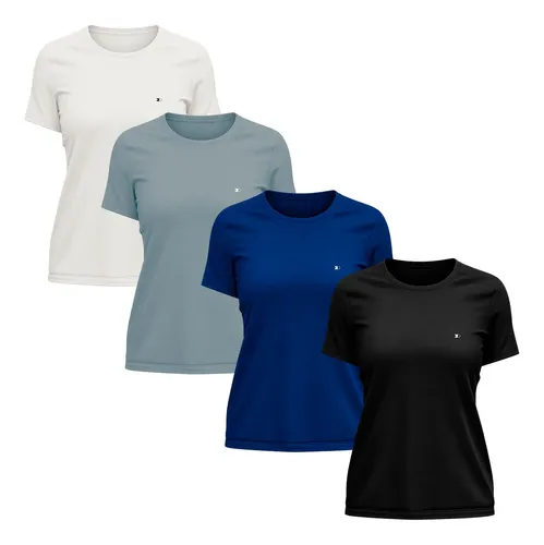 Kit 4 Camisetas Dry-fit Sandrini Baby Look Feminina
