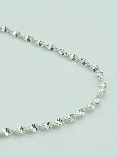 Imagen 5 de 5 de Cadena Torzal Diamantada Plata Ley .925 45 Cm X 2 Mm