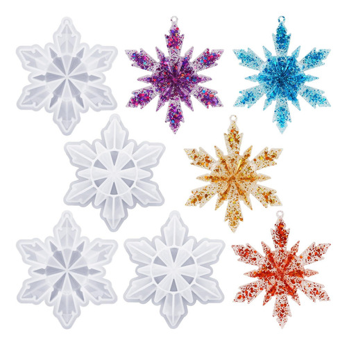 4 Moldes De Resina De Copos De Nieve Navideños, Moldes