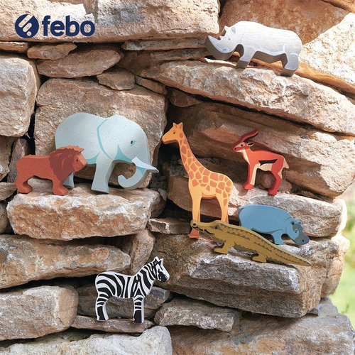 Imagen 2 de 3 de Juguete Animales De La Selva En Madera Cebra Para Niños Febo