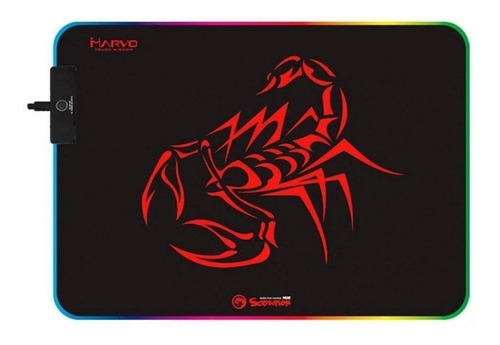 Mouse Pad gamer Marvo MG08 de tela Scorpion 250mm x 350mm x 3mm negro/rojo