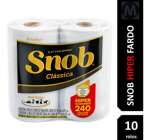 Papel Toalha Snob Hiper Super Absorvente Atacado 10 Rolos