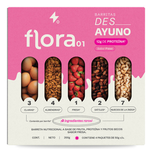 Barritas De Proteína Flora01 Des_ayuno Fresa 4 Pzs