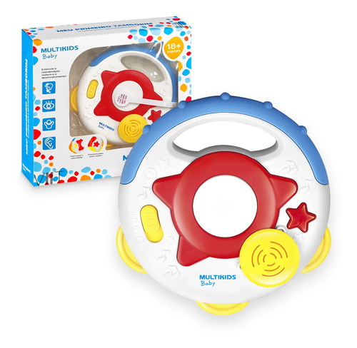 Brinquedo Tamborim Sensorial Musical Para Bebês C/ Luzes +nf