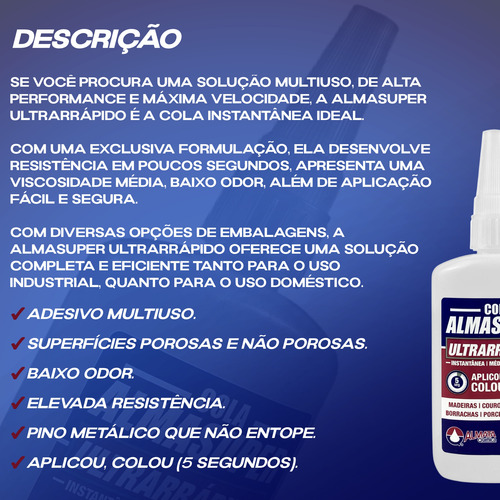 Cola Instantânea Adesivo Almasuper Ultrarrápido 100g Almata