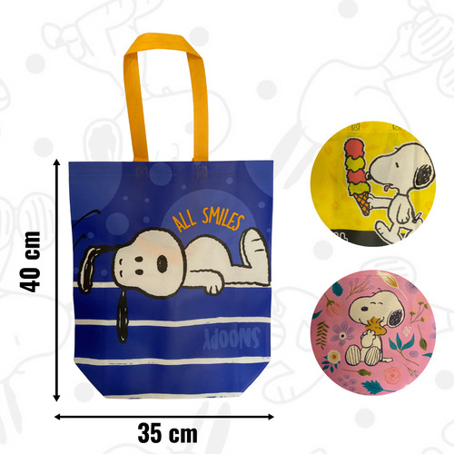 12 Bolsas Ecológicas De Snoopy | 3 Modelos Diferentes Blanco Snoopy