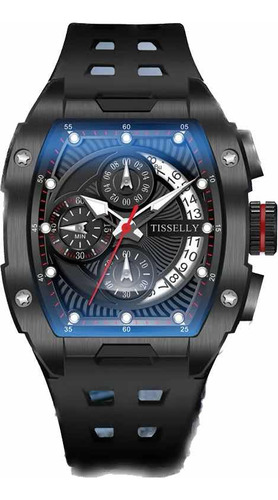 Reloj Tisselly 6622 Cronógrafo Hombre Negro/plateado